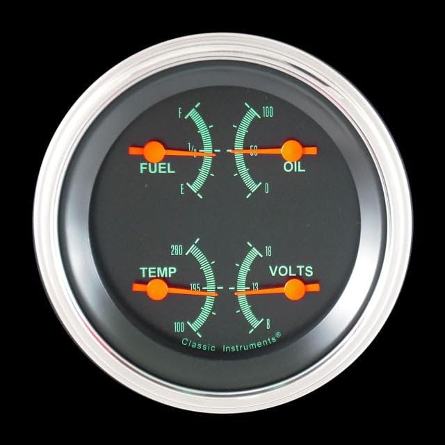 Classic Instruments GS73SLC G/Stock 3 3/8"" Quad Gauge 75-10 Ohm