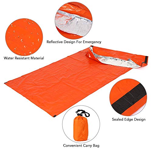 Tomshin Cobertor de emergência 2 PCS com saco de compressão portátil e leve bolsa de dormir de emerg