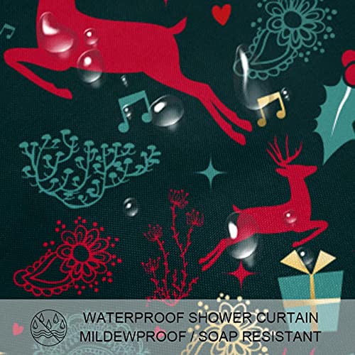 Rideau de douche élan de Noël et plage 72 x 72 cm en textile imperméable
