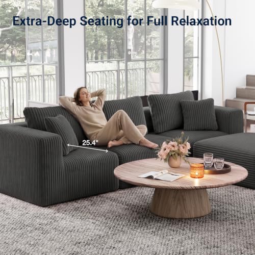 Image of Avenco 106-inch L-Shaped Modular Sectional Sofa Couch with Ottoman