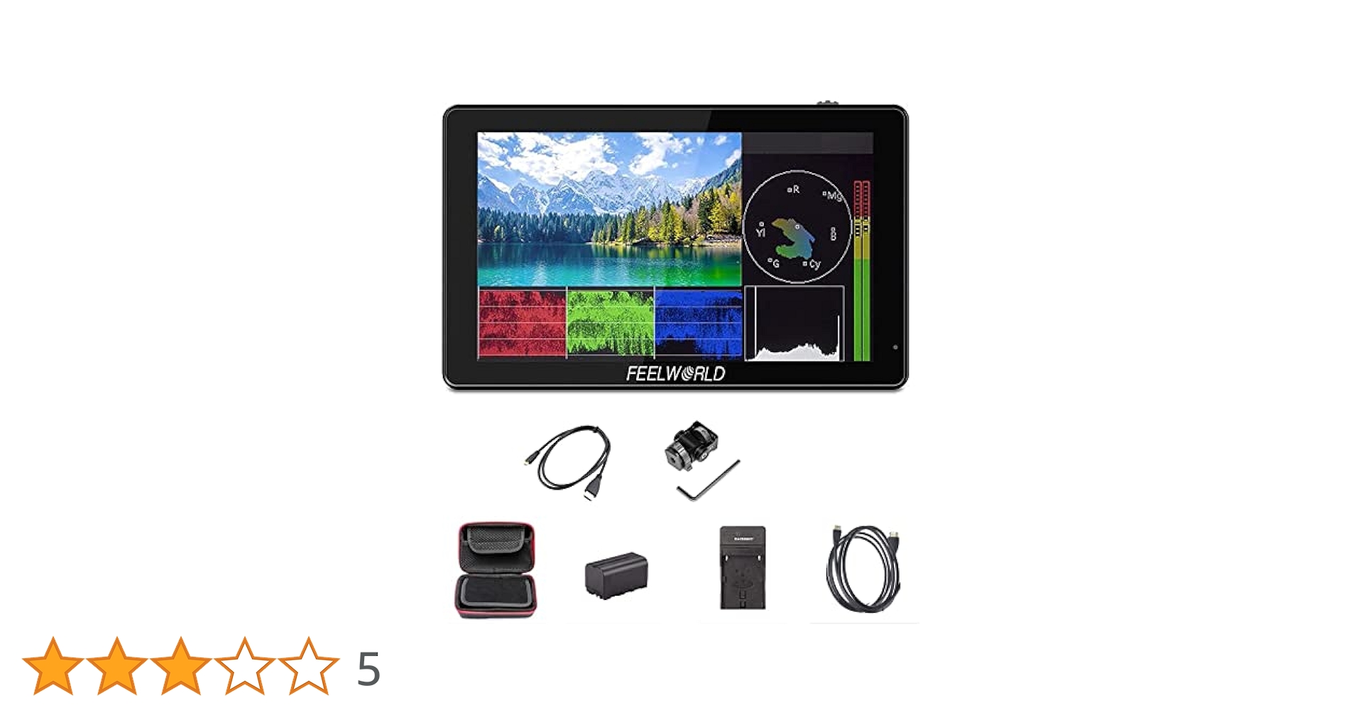 【FEELWORLD】外部モニター5.5㌅ 一眼レフ用 バッテリー付 FEELWORLD F5 5 インチ小型 4K HDMI デジタル一眼レフ カメラ