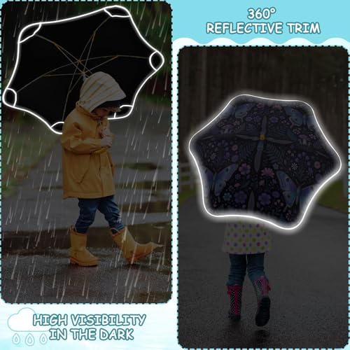 Paraguas para lluvia para niños pequeños resistente con reflectante azul 6