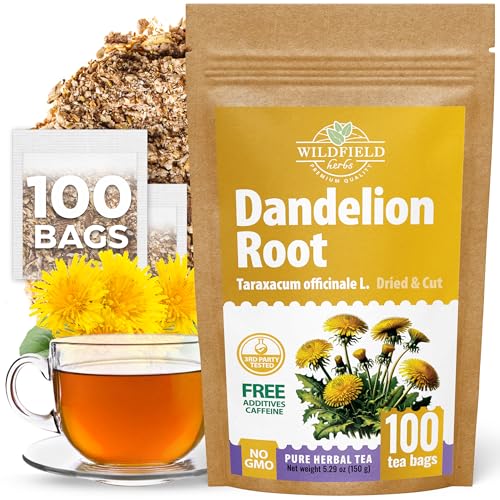 Image of 100 Bags Dandelion Root Tea Dandelion Tea Herbal (Taraxacum Officinale) - 100 Count 1.5g Bags Dried Herb Raiz De Diente De Leon
