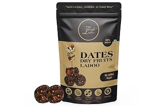 Think Ladoo Premium Dates & Dryfruits Ladoo | Natural Energy Bites with Almonds & Cashews | No Added Sugar Healthy Bites | 20 Mini Bites (200g)