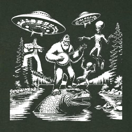 Go All Out Bigfoot Elvis Loch Ness Monster Alien UFO Jam Session Mens Women Youth T-Shirt3
