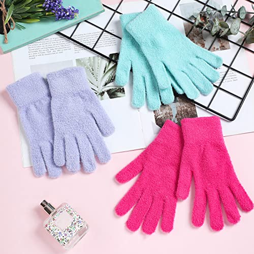 Jiuguva 3 Pairs Moisturizing Aloe Gloves for Dry Hands Overnight Aloe Spa Infused Hydrating Cracked Hand Moisturizer Gloves for Women Men Chapped Skin(Stylish Color)