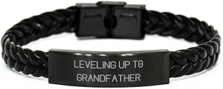 Useful Grandfather Gifts, Leveling, Inappropriate Birthday Braided Leather Bracelet For Grandpa, Engraved Bracelet From Grandson, Birthday present, Gift ideas for birthday, What to get for birthday,