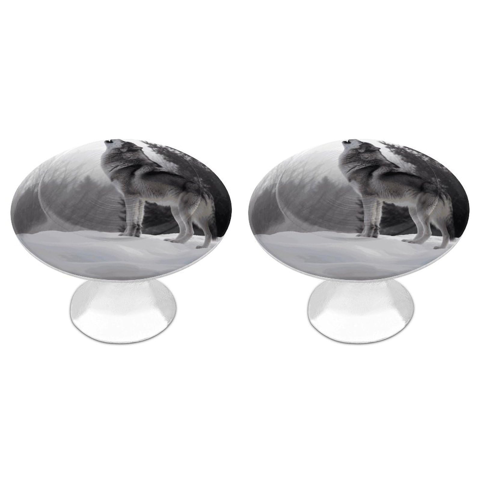 Btcowzrv Style Howling Wolf 2 Pack Cabinet Knobs Drawer Pulls