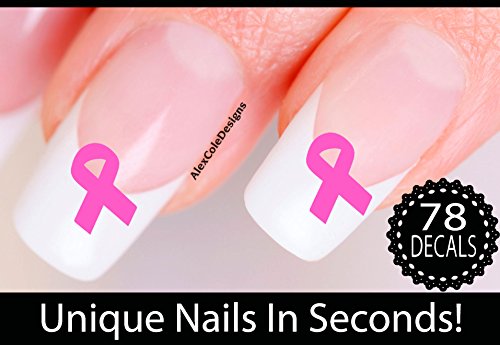 Awareness Ribbon Nail Stickers-Breast Cancer Nails-October Awareness Nails (Pink)