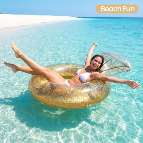Zeraty Inflatable Pool Float Diamond Ring for Adults, Glitter Bachelorette Party Wedding Decorations Bridal Shower Gifts, Engagement Photo Prop, Swim Tube Beach Backyard Pool Lounging Supports 265 lbs by Zeraty - Image 5