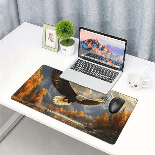 Image of Fall Eagle Landscape Extended Gaming Mouse Pad, with Stitched Edges Large Mouse Pad Desk Protector, Rubber Base Mousepad Keyboard Mouses Mat for Work Game Office Home- 32 inch X 12 inch Inch,E710