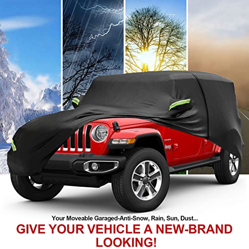 Image of Full Exterior Cover Custom,for Fit 1997-2023 Jeep Wrangler 2 Door JK JL TJ YJ CJ,210T Fabric is Windproof and Waterproof