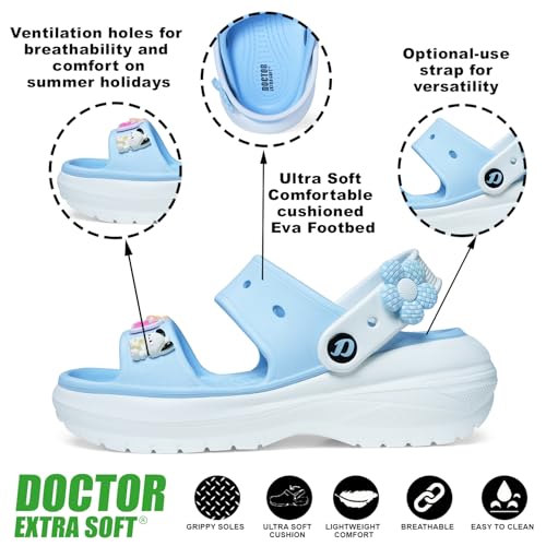 Image of DOCTOR EXTRA SOFT Women's Classic & Premium Casual Clogs /Sandals with Cute Charms for Adult | Comfortable & LightWeight| Stylish & Anti-Skid | Waterproof Everyday Cushion Slippers Girls /Ladies D-554