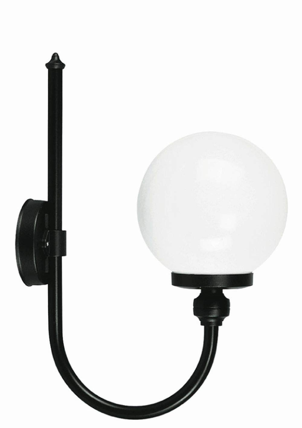 Licht-Erlebnisse Wandleuchte Außen Kugel Schirm Schwarz Weiß E27 IP43 Rustikal MELANTHA Lampe Terrasse Hauseingang