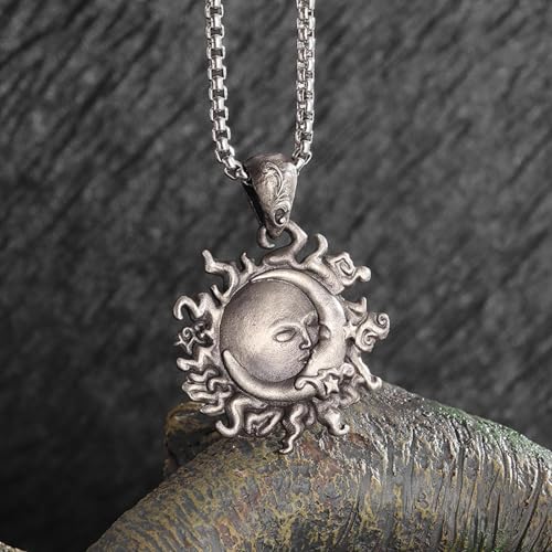 Collier lune et soleil rétro pour couples en quête d'accessoires mode - 6