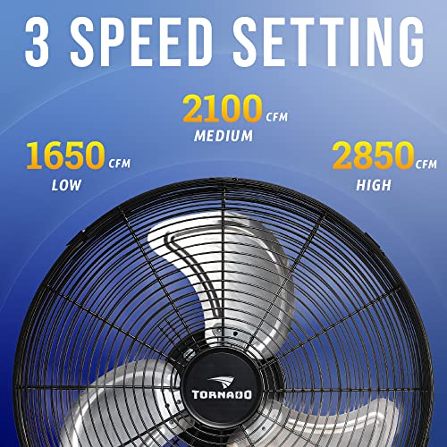 Tornado - 16 Inch Pro Series Oscillating Wall Mount Fan - High Velocity Heavy Duty Metal Wall Mount Fan For Industrial, Commercial, Residential, And Greenhouse Use - Etl Safety Listed #TOP2