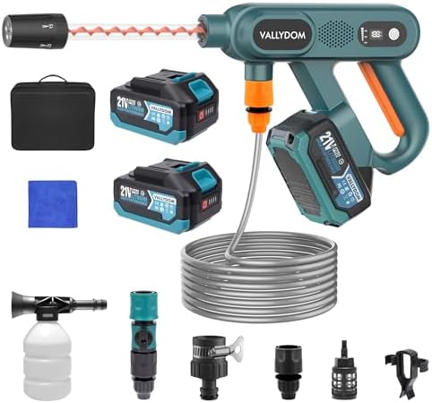 Cordless Pressure Washer, Portable Power Washer with Spiral Jet Nozzle Power Stream, 2×4.0Ah Batteries, 3 Power Levels, Brushless Motor; with Car Wash Kit for Home, Yard & Outdoor Cleaning