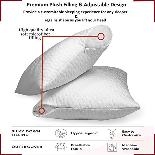 Image of 2 Pieces 400 GSM Breathable Fabric Soft Fluffy Sleeping Pillows (17 inch x 27 inch, 43.18 cm x 68.58 cm, White)