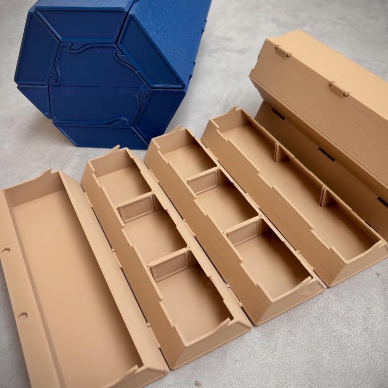 Boîte de rangement 3D avec couvercle articulé à enroulement et compartiments - 7