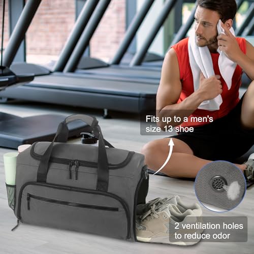 Image of Gym Bag for Men Women, Sports Duffle Bag with Wet Pocket & Shoes Compartment, Water Resistant Overnight Weekender Bag Duffel Bag