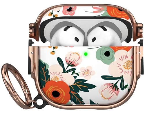 Image of Maxjoy for AirPods 4 Case with Lock, Cute AirPods 4 Case Lock Protective Soft AirPod 4 Generation Cover for Women Girly with Keychain Clip for AirPod 4th Generation Cover 2024, Flower