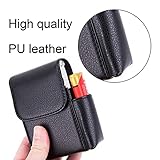 Cigarette Organizer Case Lychee Pattern PU Leather Cigarette Box with Lighter Holder Portable Cigarette Box for Men and Women - Image 3