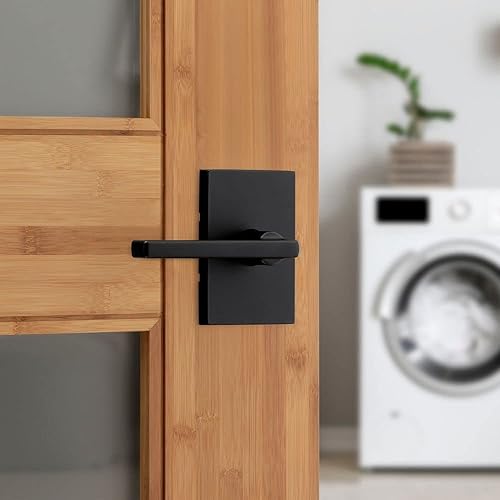 Miniatura 6 de Kwikset Halifax - Manija de puerta de paso interior, palanca para puertas de armario y pasillo, manija reversible sin bloqueo, color negro mate, con