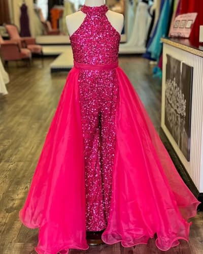 Romper Jumpsuits Pageant Gowns Halter Kids Party Prom Ball Gowns Formal Dresses3