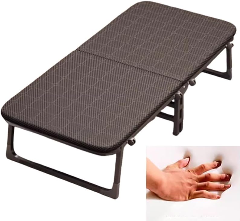 Folding Camping Cot for Adults Heavy Duty Outdoor Bed with Carry Bag Layer Travel Camp Cots Portable Cot Extra Wide,Portable Rollaway Guest Bed with 4 Wheels, Folding Bed with Sponge Mattres