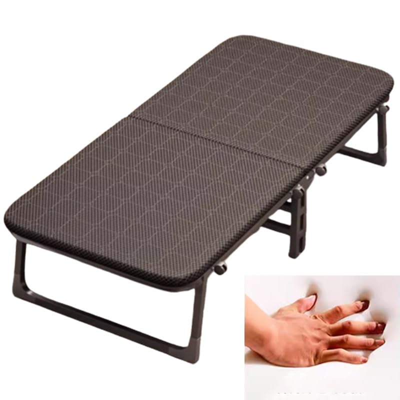 Cama plegable portátil, cuna de camping con ruedas, cama plegable para invitados con cómodo colchón de esponja, cuna plegable con marco de metal fuerte para adultos