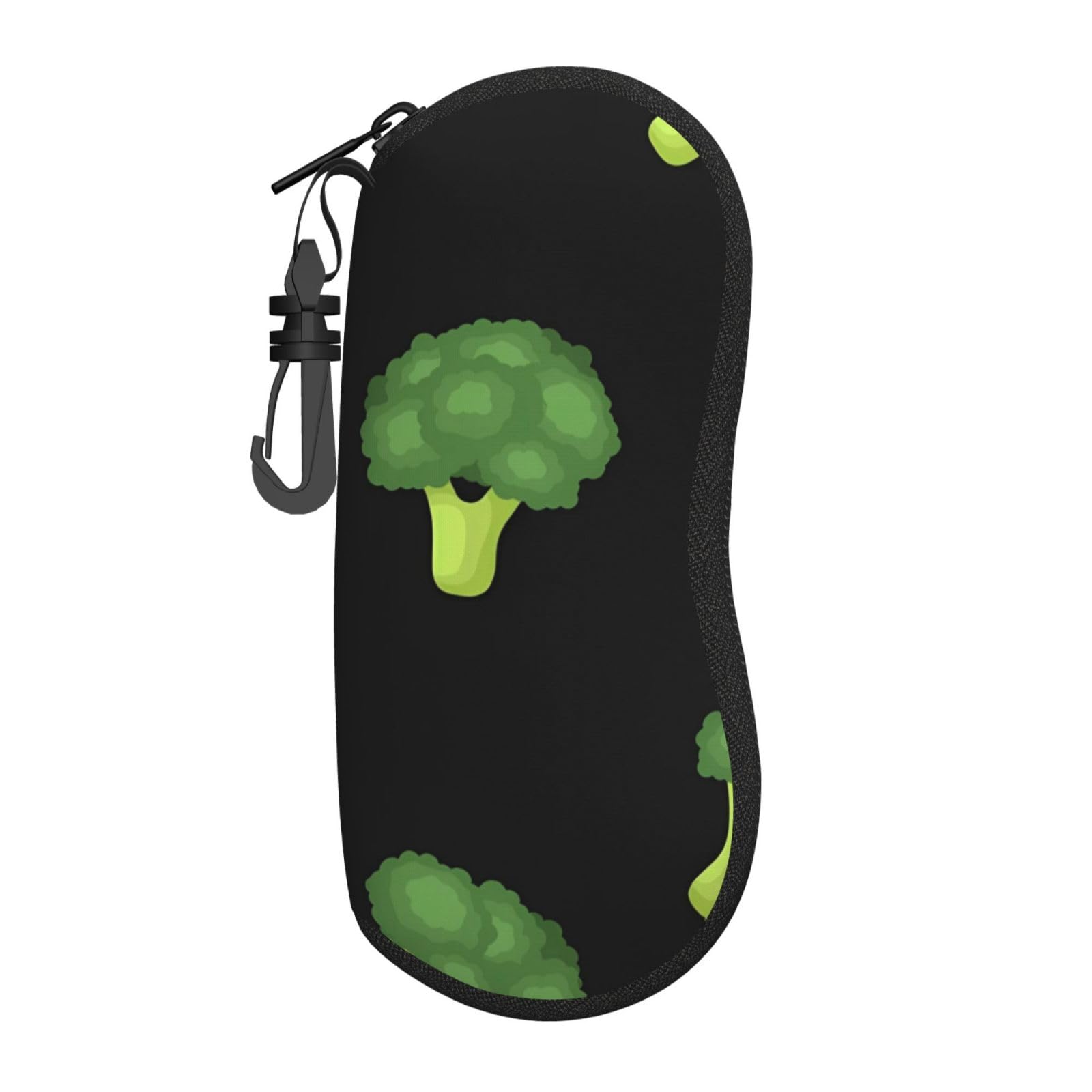 ZORIN Glasses Case Broccoli Vegetable Dark Zipper Eyeglass Case Soft Portable Travel With Clips Sunglasses Pouch