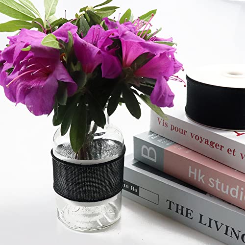 Liuyaxi Black Burlap Wired Ribbon, 1-1/2" X Continuous 10 Yard, Solid Wired Edge Ribbon For Crafts,Gift Wrapping,Big Bow,Wreath,Tree Decoration,Outdoor Decoration #TOP3