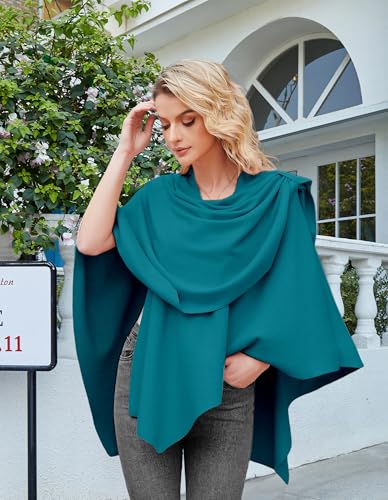 Image of PULI Womens Cross Front Poncho Shawl Wrap Elegant Wedding Formal Gift