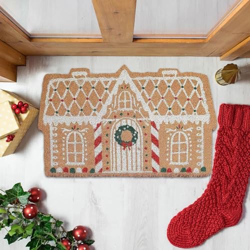 Qurygin Christmas Gingerbread Mat, 60x40cm PVC Cute Gingerbread House Holiday Door Mats, Christmas Doormat Indoor Outdoor, Outdoor Gingerbreads House Welcome Mats For Bedroom Shower Floor - Image 8