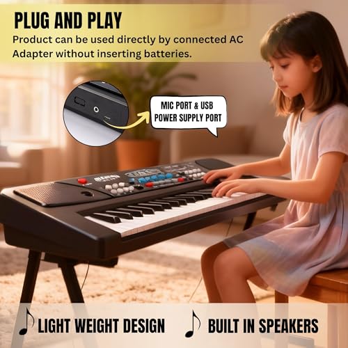 Image of 37-Key Kids Keyboard Piano with Microphone, Portable Electronic Musical Keyboard, Record & Playback, Battery /USB Powered Toy for Children