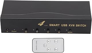Goshyda 4 Port VGA KVM Switch, 1920 X 1440 Resolution 2 Switching Modes 4 USB Connector VGA Switches, for Work, Video Conferencing, Teaching, Conferences(black)