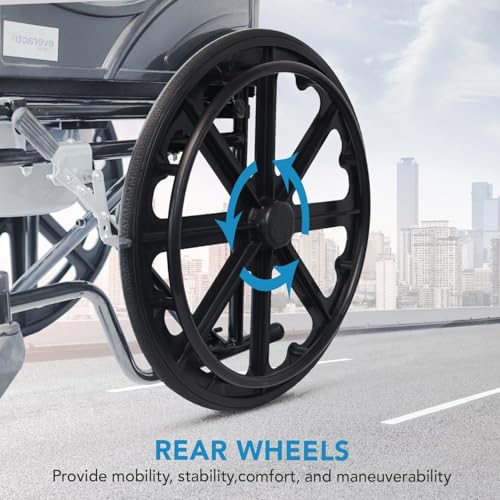 Image of EverActiv 2-in-1 Foldable Wheelchair with Removable Commode Seat, Portable Mobility Aid for Elderly, Disabled, Patients, Comfortable Cushioned Seat, Armrests, Indoor Outdoor Use, Lightweight Design