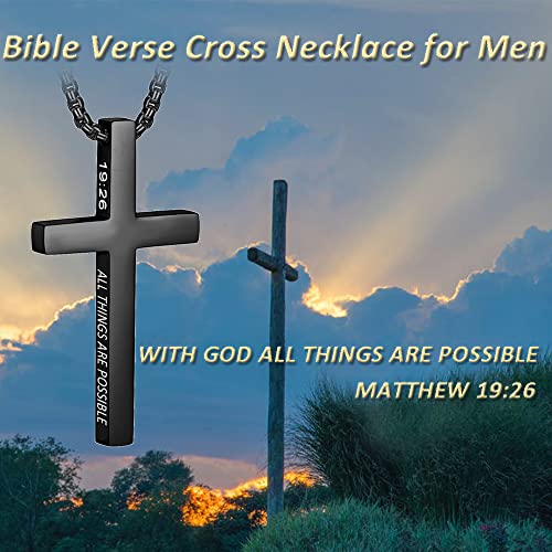 ZRAY Cross Necklace for Men Inspirational Bible Verse Cross Pendant Stainless Steel Cross Chain 22+2inch Christian Jewelry Meaningful Religious Gift for Boys2