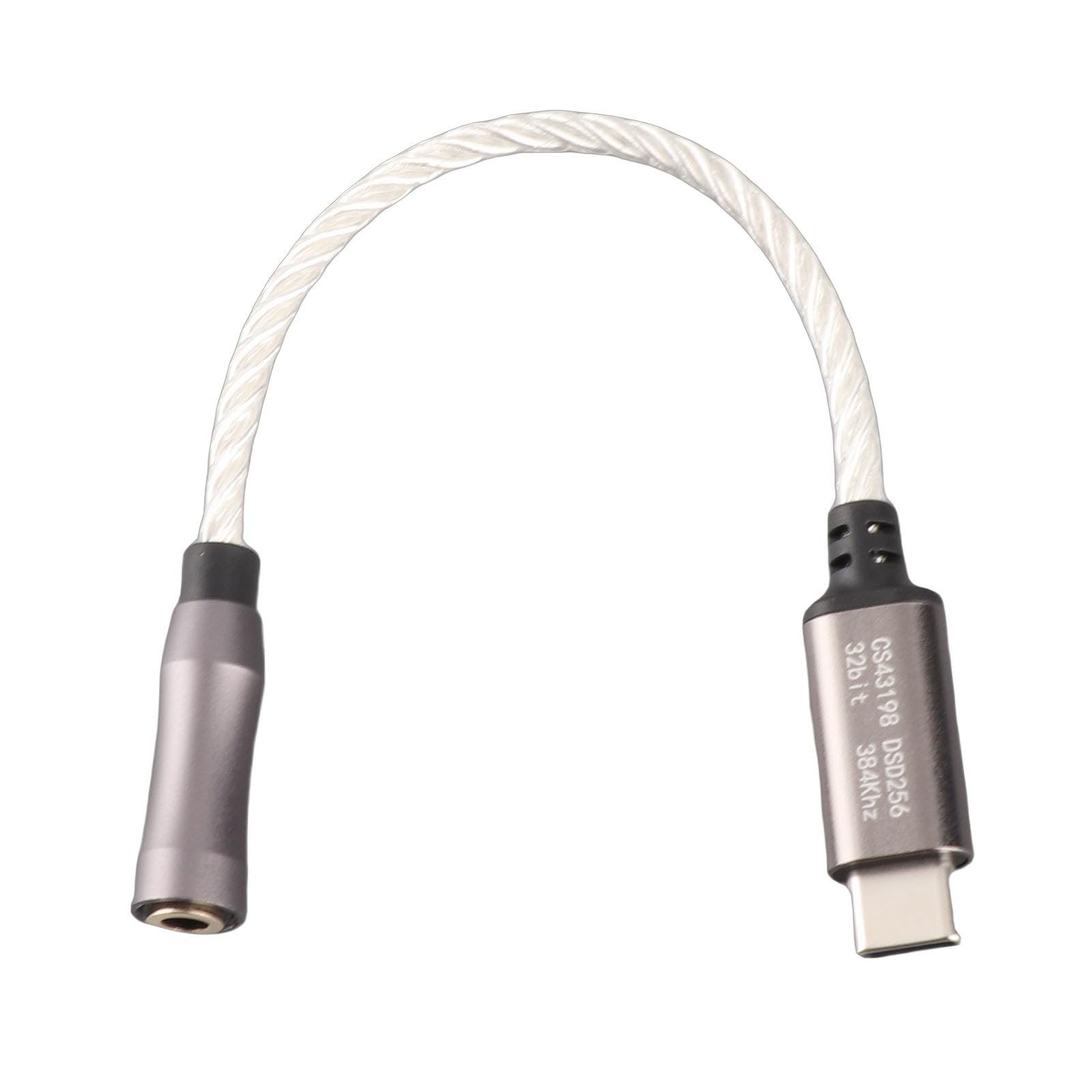 AMONIDA Adattatore Amplificatore per Cuffie da Tipo C a 3,5 Mm Qualità Premium per gli Amanti della Musica Costruzione Placcata Argento da 15 Cm (SILVER)