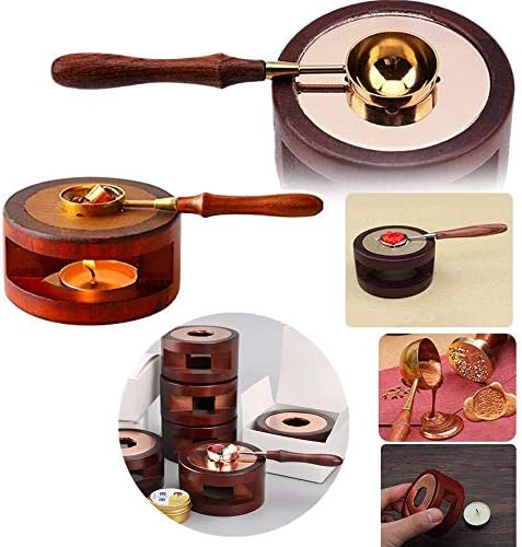 Wax Seal Warmer Melting Kit,Wood Wax Seal Furnace with 1 Melting Spoon Kit Melting Tool for Wax Sealing Stamp