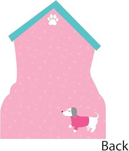 Miniatura 4 de Big Dot of Happiness Pawty Like a Puppy Girl - Tarjetas con forma de perro rosa para baby shower o fiesta de cumpleaños, nota de agradecimiento con