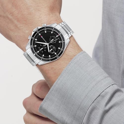 Tommy Hilfiger Orologio Analogico Multifunzione Al Quarzo Da Uomo Con Cinturino In Acciaio Inossidabile Argentato - 1791835 - 5