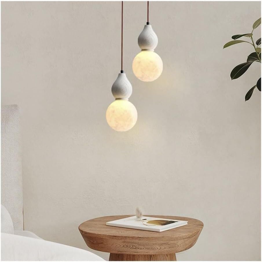 Chandelier en ciment rond à double suspension moderne gris