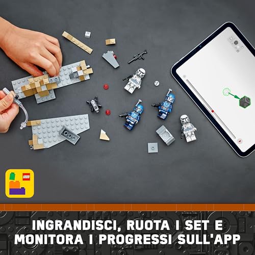 Star Wars Battle Pack Agguato su Mandalore, Gioco d'Avventura per Bambini e Bambine da 6 Anni in su con 4 Personaggi da The Mandalorian, Giocattolo con Armi, Jetpack e Grotta da Costruire 75373 - Lego - Immagine 7