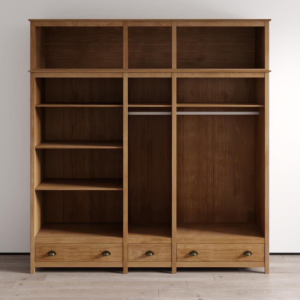 Meble Furniture Topazio 10D3S Wardrobe — Spacious Storage with Hanging Rod and Drawers — Contemporary Design, 91.3x86.7x21.1 inches — Freijo