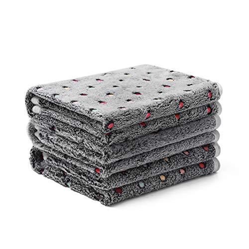 1 Pack 3 Blankets Super Soft Cute Dot Pattern Pet Blanket Flannel Throw for Dog Puppy Cat Dot (Medium(30x20), Grey)