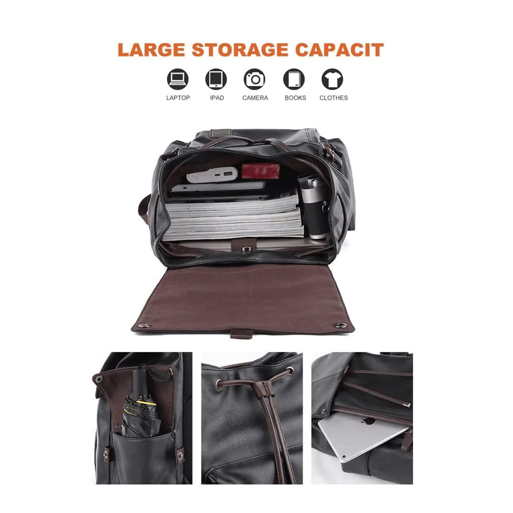 Skórzany plecak Leren Backpac 15/15.6 Inch Leren Laptop Rugzak Mode Casual Backpac Grote Capaciteit Dagrugzak Voor Mannen En Vrouwen Wysoka pojemność