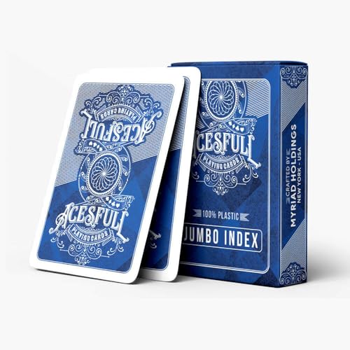 Acesfull USA Playing Cards - Jumbo Index Smooth Finish Ideal for Poker Blackjack Card Games and Magic Tricks Multi Colours (Blue)
