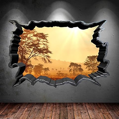 Cracked Hole Sunset Wall Art Sticker Decal Cover
