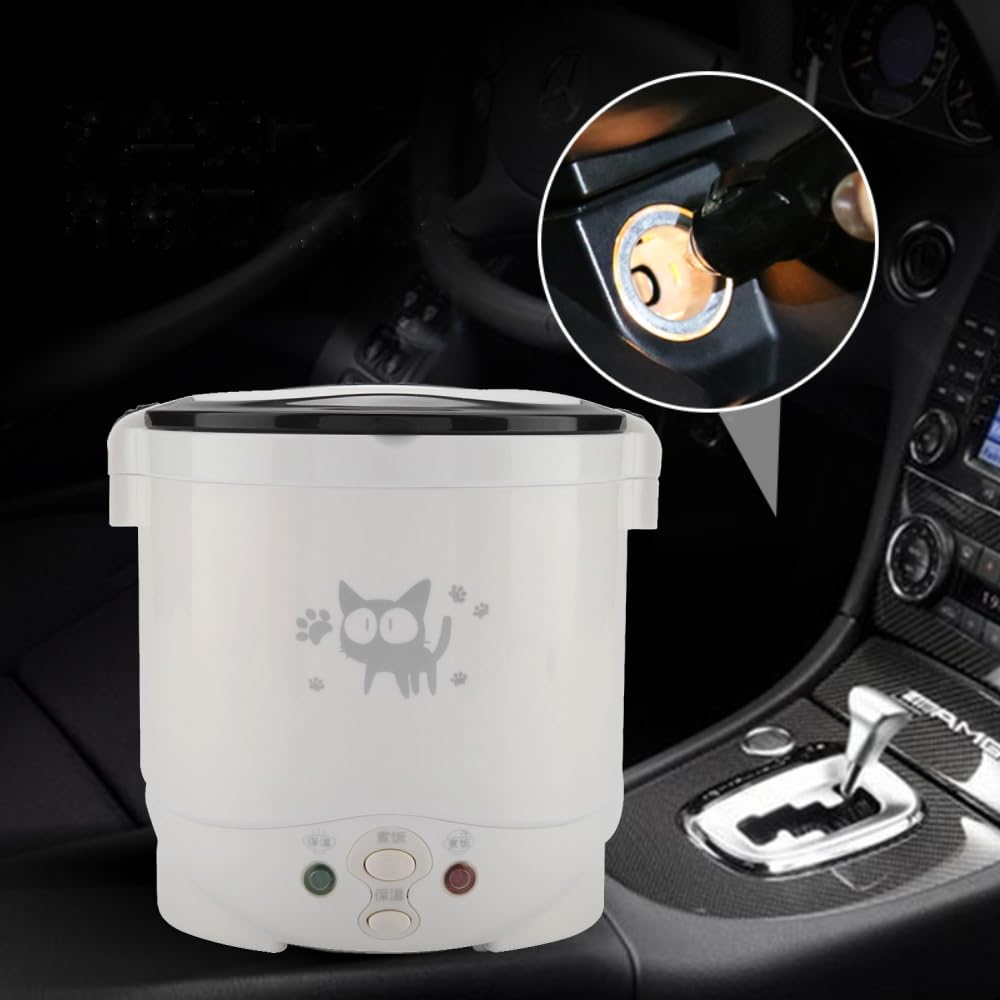 Mini Elektrischer Reiskocher für Auto, 12V, 100W, 1L Kapazität, USB-Anschluss, Tragbarer Dampfgarer für Berufstätige, Studenten